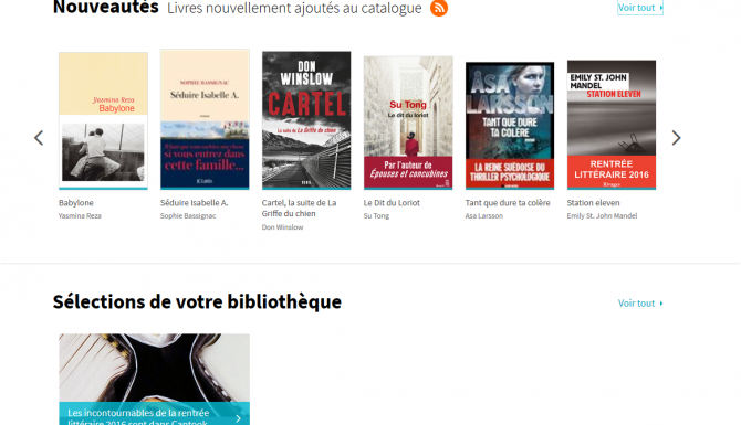 Suite de la page d'accueil, avec la liste des nouveautés et la liste des sélections