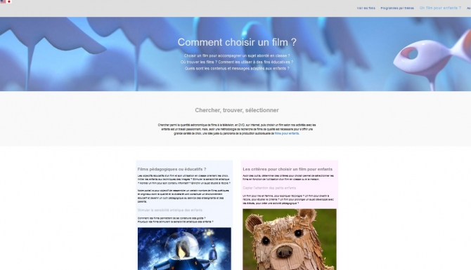 Pages de conseils pédagogiques pour la recherche de films pour enfants.