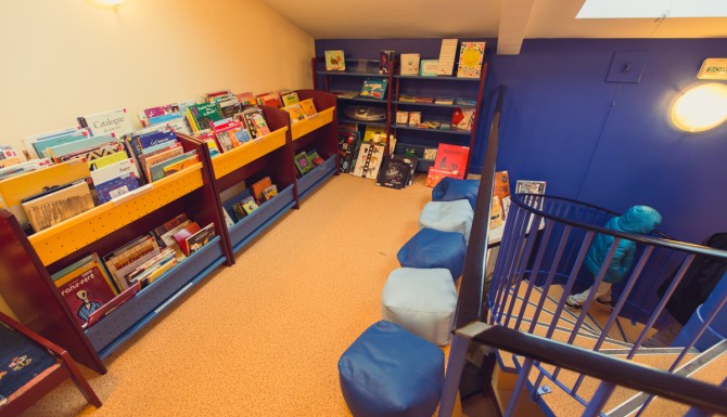 vue du dessus de la bibliothèque