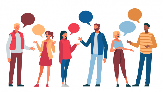 Club lecteurs Illustration de personnes échangeant ensemble.