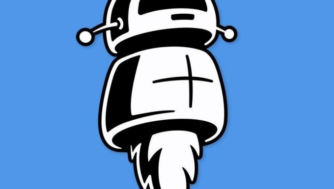 Dessin d'un robot sur fonds bleu