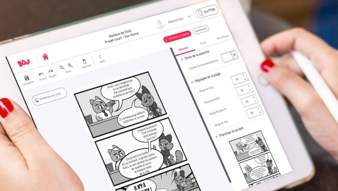 Tablette avec l'application BDBNF ouverte