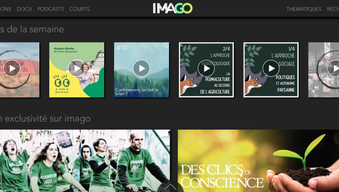Imago TV. Tous droits réservés. Mosaïque de contenus issus de la page d'accueil de la plateforme ImagoTV.