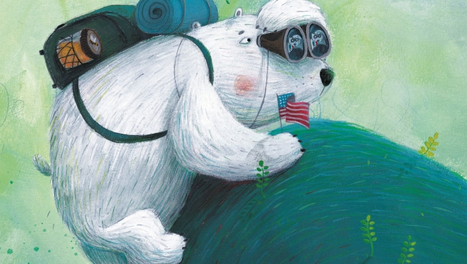 Didier Jeunesse - tous droits réservés Un ours polaire avec un sac à dos