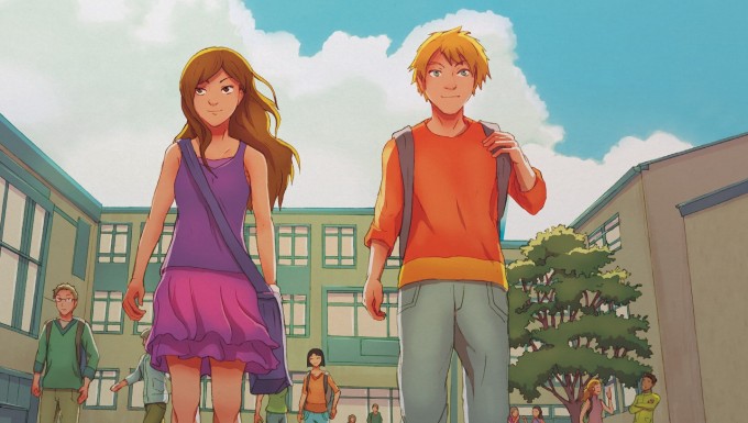 Réseau Canopé : tous droits réservés Dessin Bd de deux ados (un garçon et une fille) marchant dans leur établissement
