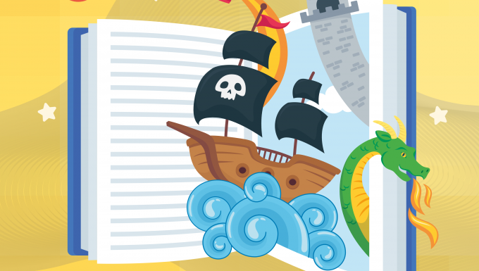 Illustration des éléments d'un livre prenant vie.