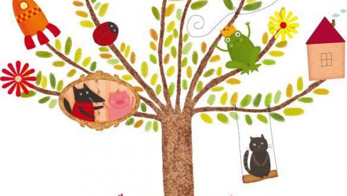Il était une histoire. Cop. Il était une histoire Arbre avec personnages positionnés aux ramifications des branches