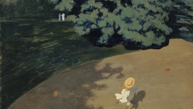 "Le ballon" ou "Coin de parc avec enfant jouant au ballon" de Félix Vallotton. 1899. Credit : Photo (C) RMN-Grand Palais (musée d'Orsay) / Hervé Lewandowski "Le ballon" ou "Coin de parc avec enfant jouant au ballon" de Félix Vallotton.
