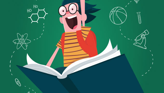 CC0 Freepik. Illustration d'un enfant aux commandes d'un livre volant.