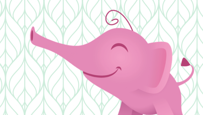 Keeku - tous droits réservés Un éléphanteau rose souriant
