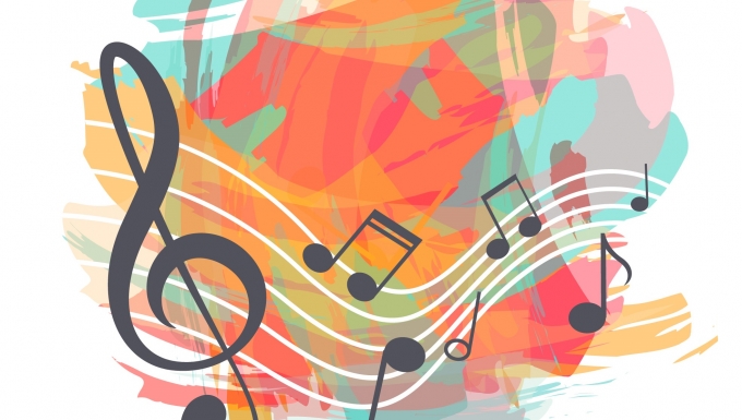 Fond vecteur créé par freepik - fr.freepik.com Une aquarelle colorée avec des notes de musique