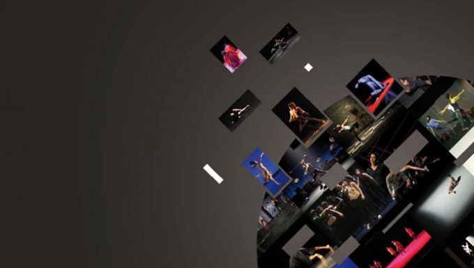 Numeridansetv. Cop. Numeridansetv. Sphère constituée d'un montage de visuels extraits de vidéos de spectacles