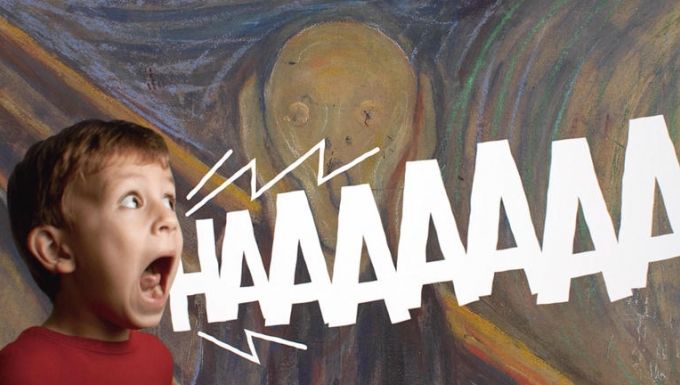 France TV. Tous droits réservés. Un enfant imitant le cri du tableau de Munch