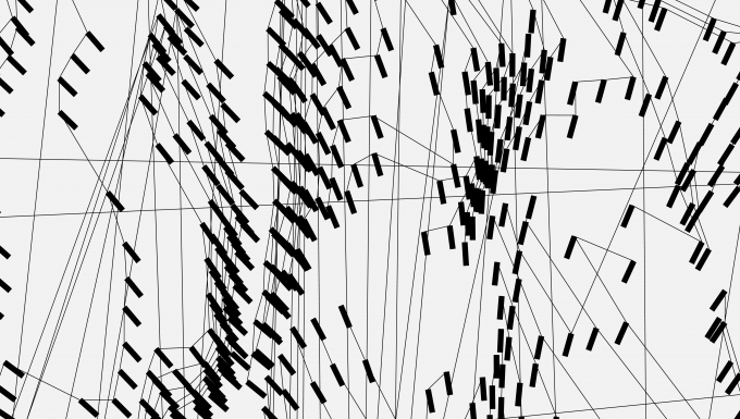 Physics of beauty. Image extraite du projet d'art numérique (noir et blanc).