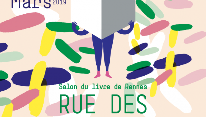 Rue des Livres - Tous droits réservés Bannière Instagram du salon. On y voit l'habituel logo (petit personnage bleu tenant un très grand livre ouvert, masquant le haut de son corps)