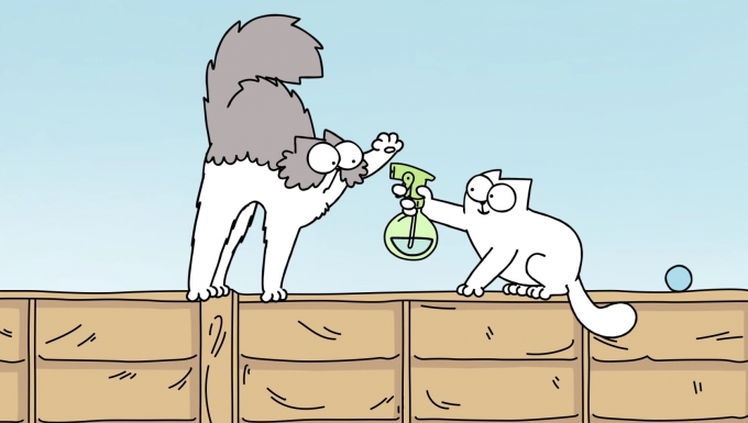 Simon's cat. Tous droits réservés. Deux chats se chamaillant.