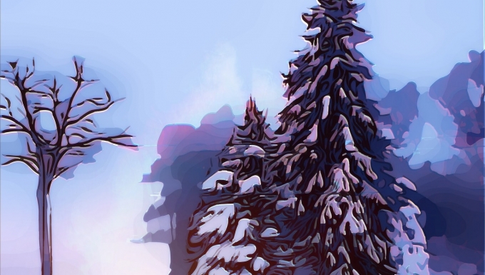 CC0 - Pixabay Dessin d'arbres recouverts de neige