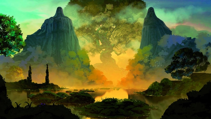 Fantasy. Tous droits réservés. Illustration d'un paysage fantastique.