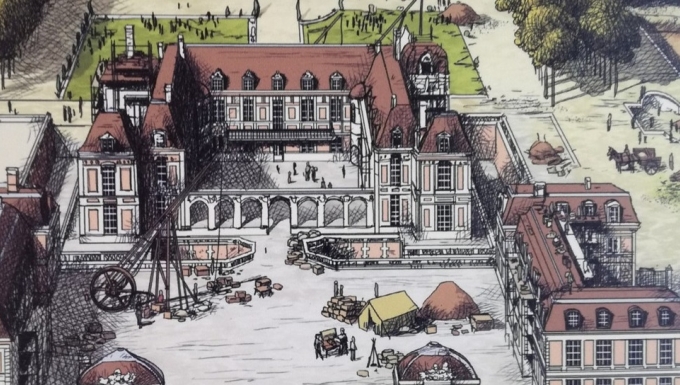 https://p9.storage.canalblog.com/98/48/305127/127970018_o.jpg Vue dessinée du dessus du Château de Versailles