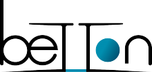 logo de la ville de Betton. Le mot "Betton" a son "o" en bleu, et les deux "t" sont reliés entre eux par une ligne bleue en bas
