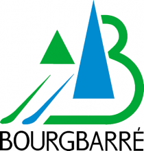 Logo de la ville de Bourgbarré  stylisant un B avec deux triangles (bleu et vert) et deux traits 