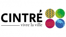 Logo de la ville comprenant son nom "CIntré", puis un slogan "Vivre la ville". Le visuel est constitué de 4 ronds de couleurs
