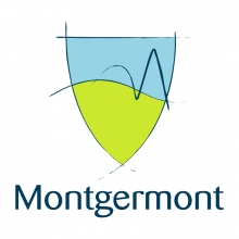 Logo de la comune de Montgermont, en forme de blason composé de deux couleurs le vert et le bleu
