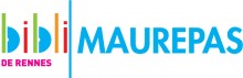 Logo de la bibliothèque composé du diminutif "bibli" en couleurs, d'un trait vertical vert et du mot "Maurepas" en bleu à la suite. Sous "bibli" est écrit "de Rennes" en rose