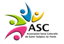 logo de l' association socio culturell, bonhommes en rose, vert bleu et jaune