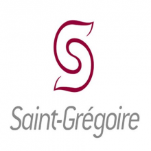 Logo de la ville. Des formes abstraires rouge s'entremêlent pour former un "S"