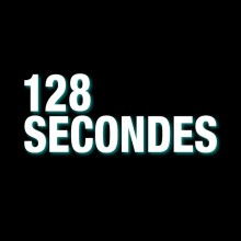 Logo 128 secondes : lettres stylisées blanches sur fond noir.