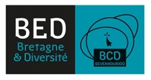 Logo BED : lettres stylisées blanches et vertes sur fond noir