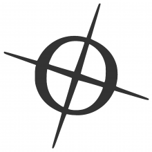 Logo Chronas : compas stylisé en noir et blanc.