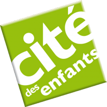 carré vert pomme dans lequel est inscrit "Cité des enfants"