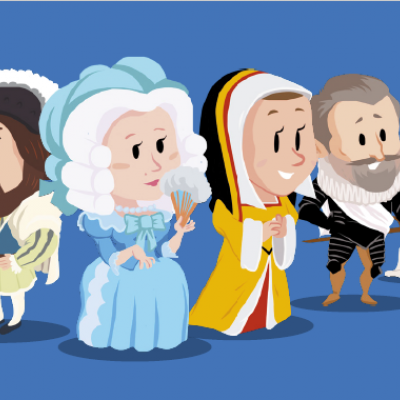 De petits personnages dessinés représentant des figures historiques