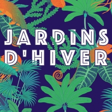affiche de l'événement, en fonds des dessins de feuillages exotiques