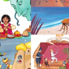 Montage de visuels d'albums de contes emblématiques.